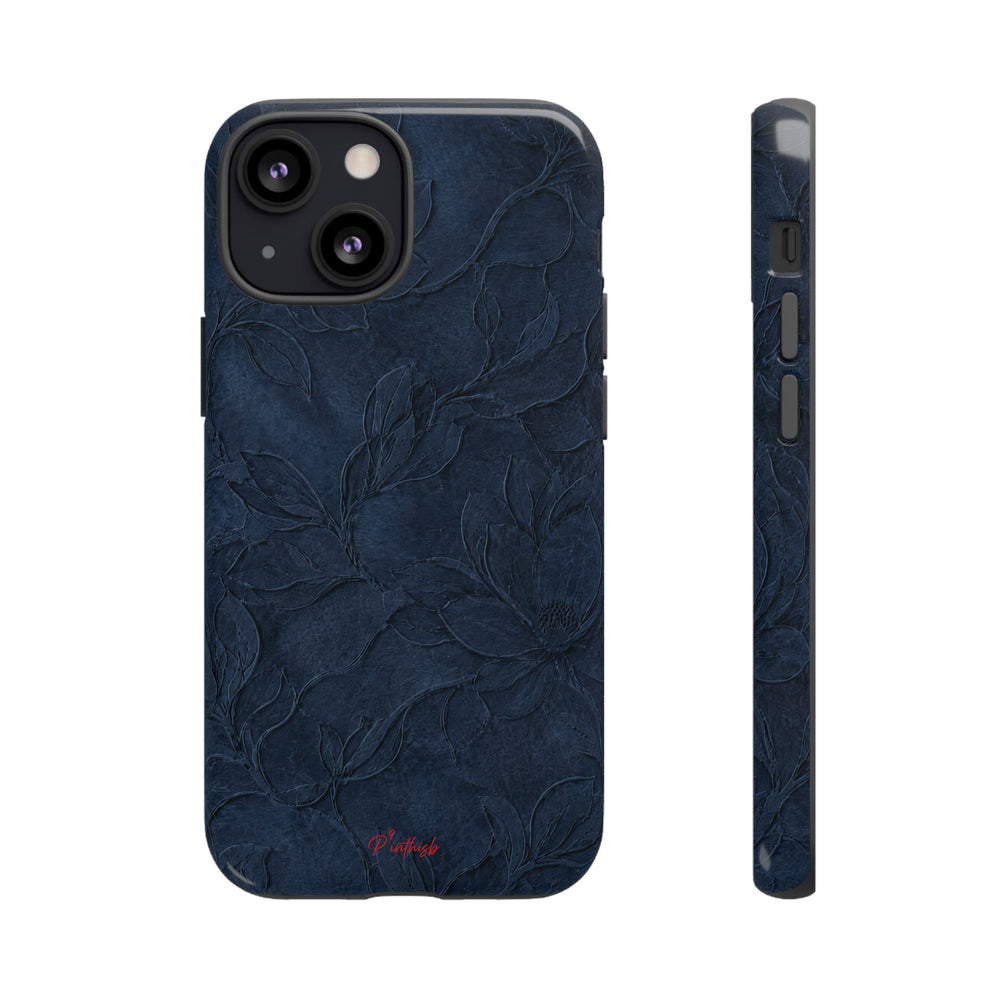 Navy Floral Textured Tough Case