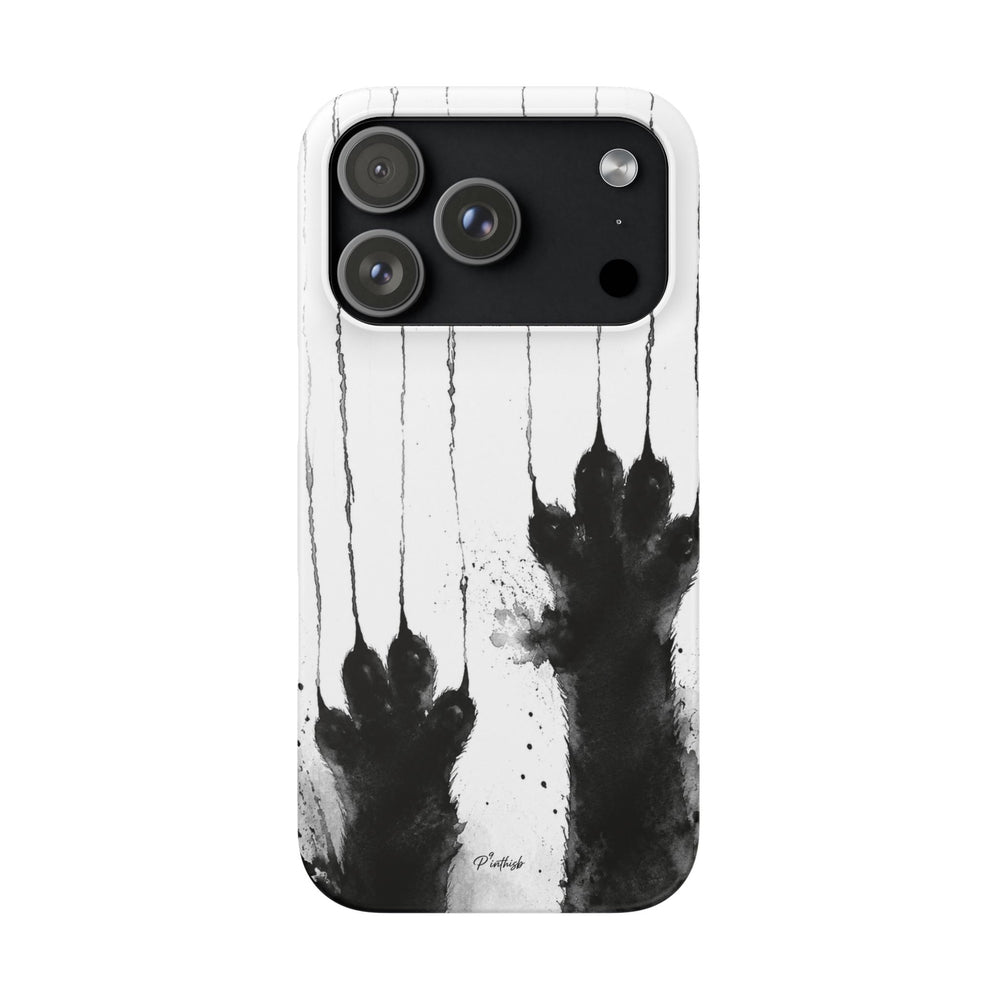 Black Ink Paw Print Snap Case