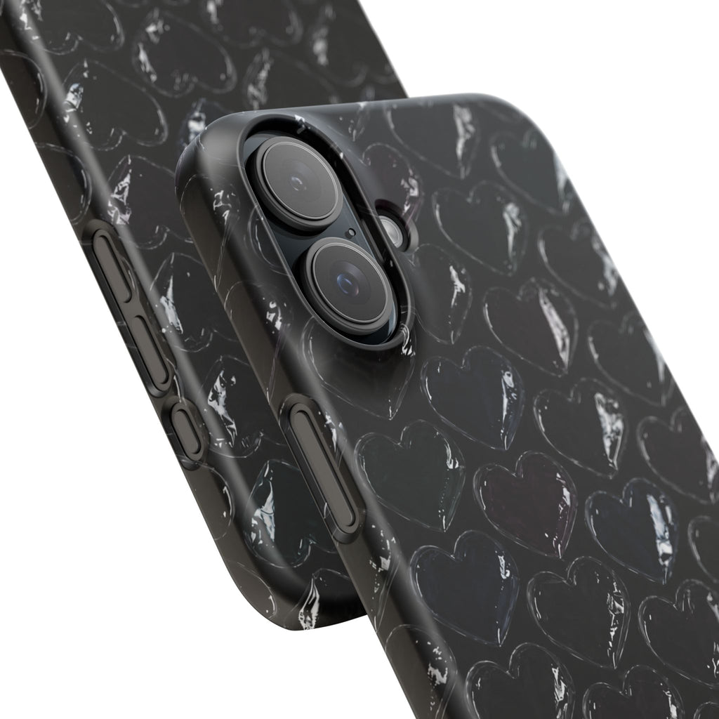 Black Pop Hearts Snap Case