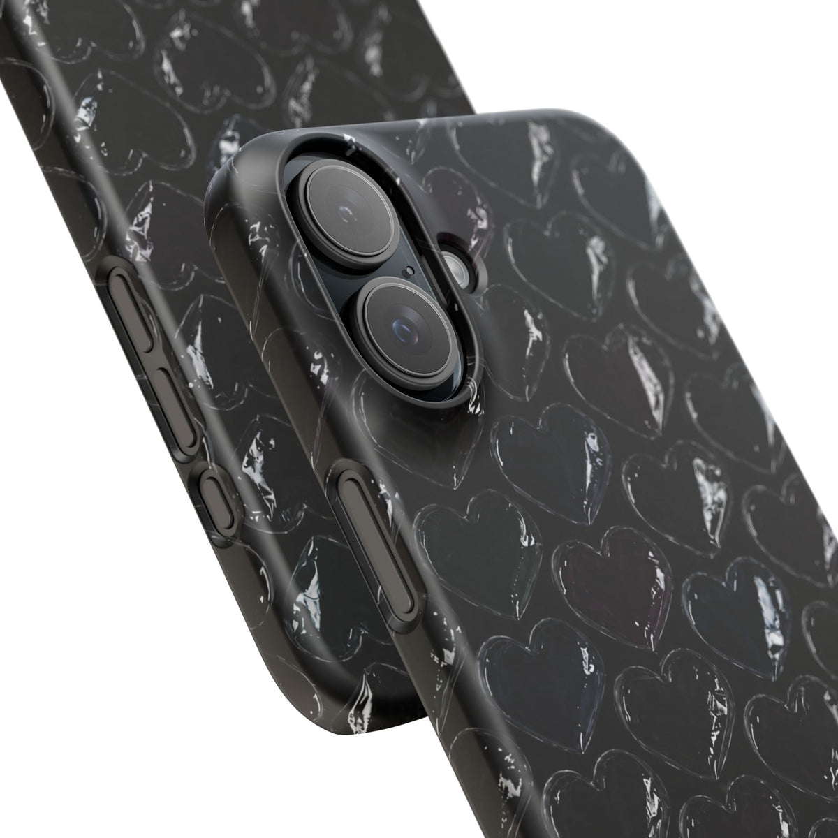 Black Pop Hearts Snap Case