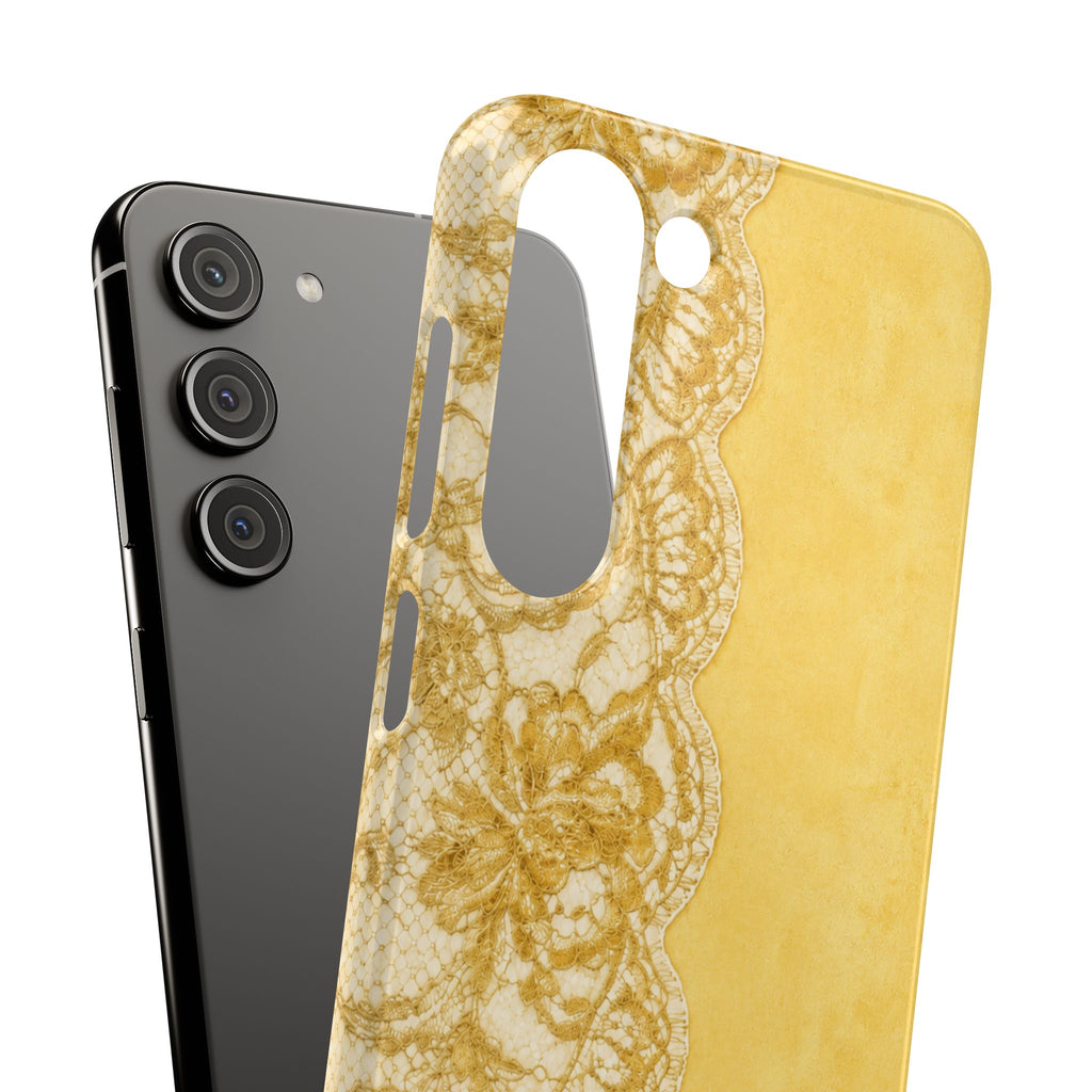 Yellow Vintage Lace Snap Case