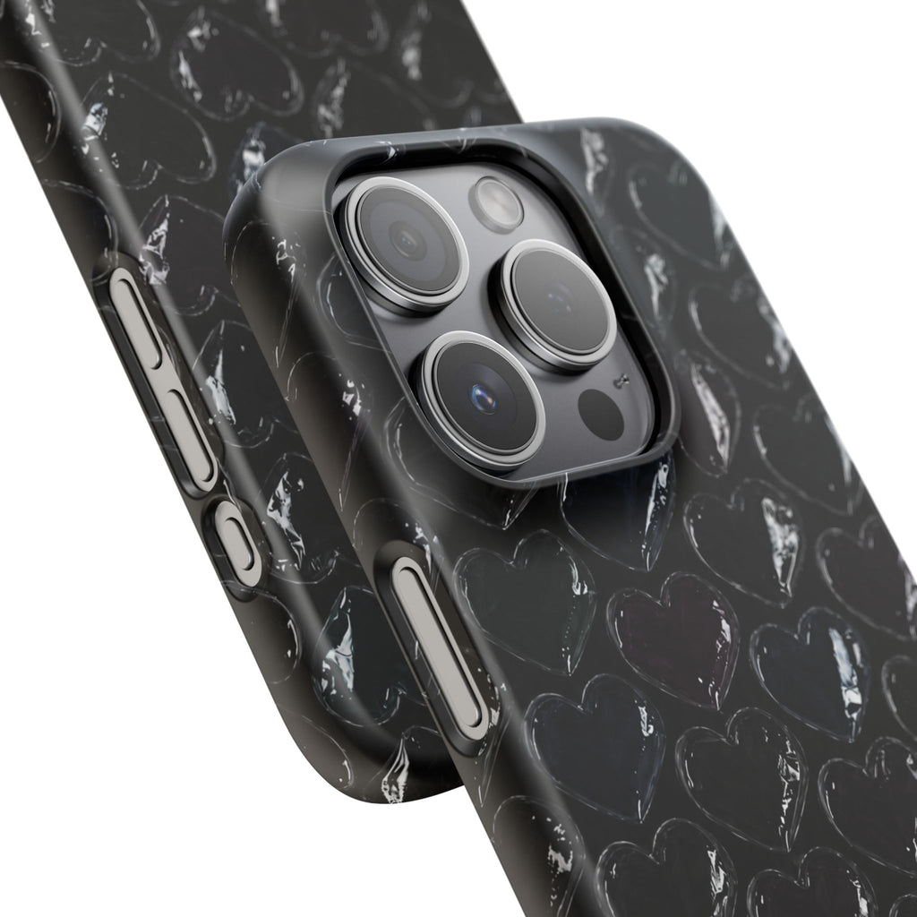 Black Pop Hearts Snap Case