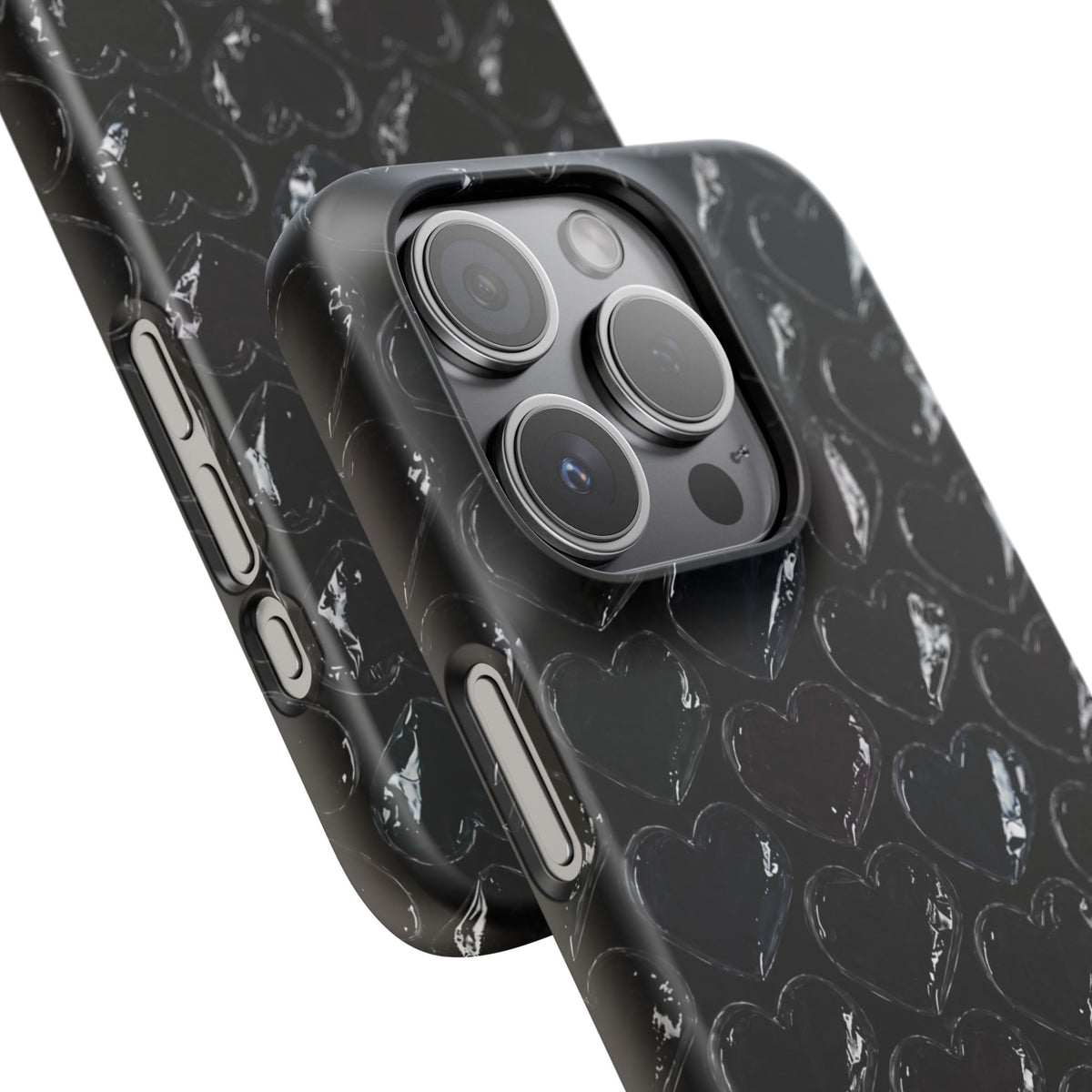 Black Pop Hearts Snap Case