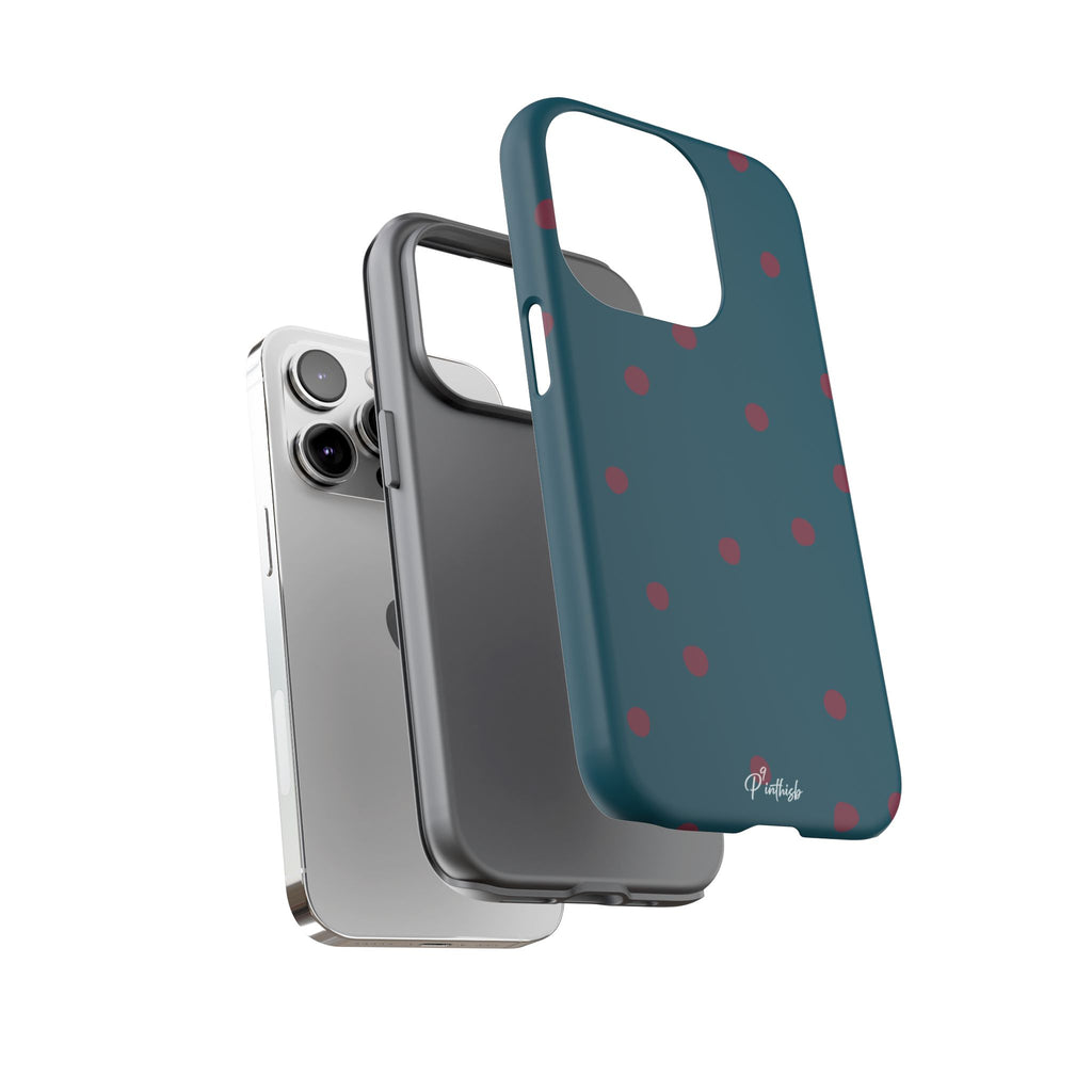 Teal & Burgundy Polka Dot Tough Phone Case