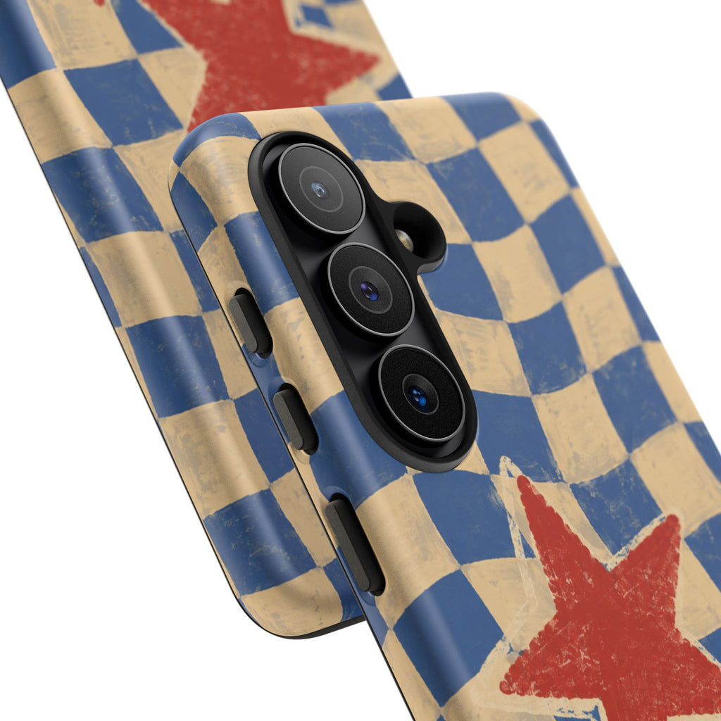Blue & Cream Retro Star Phone Case