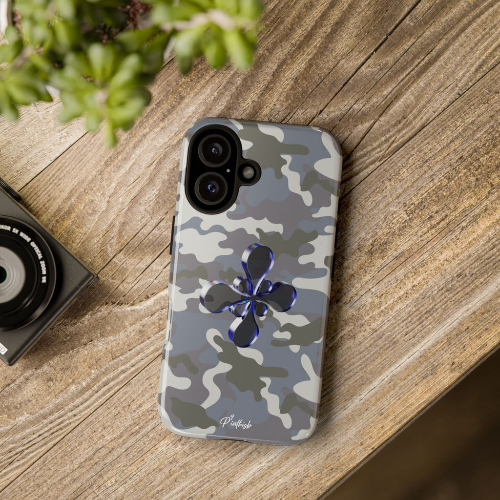 Camouflage with Blue Metallic Clover Tough Case