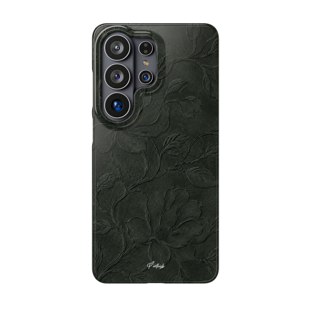 Dark Olive Floral Texture Snap Case