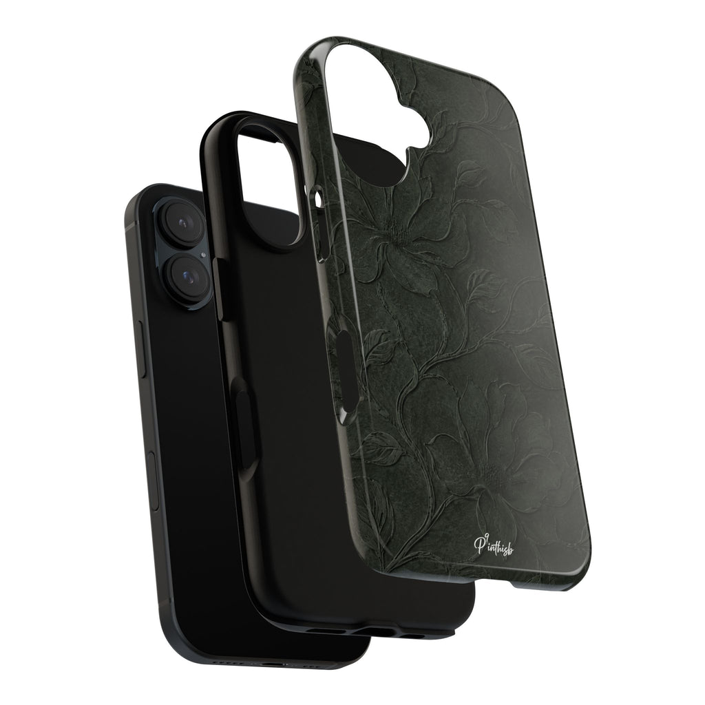 Dark Olive Floral Texture Tough Case