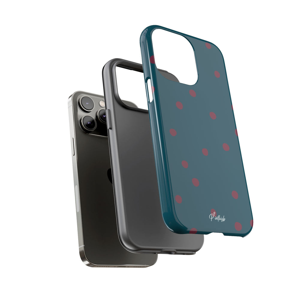 Teal & Burgundy Polka Dot Tough Phone Case