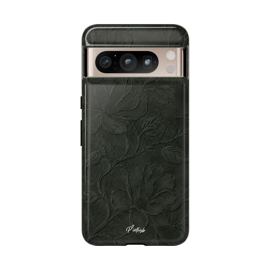 Dark Olive Floral Texture Tough Case