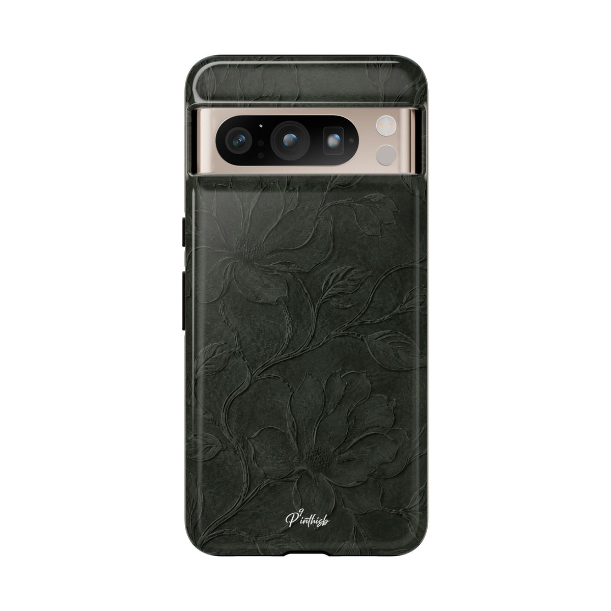 Dark Olive Floral Texture Tough Case