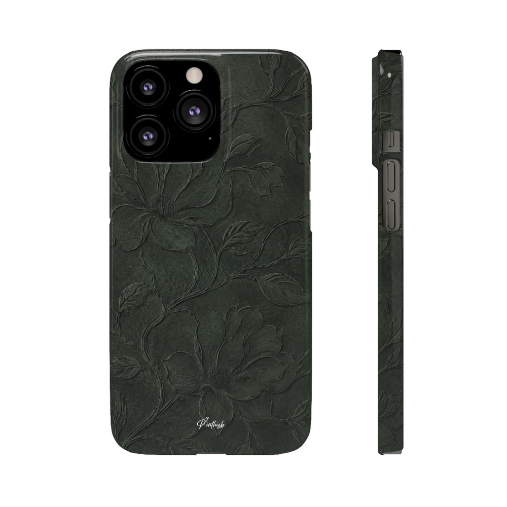 Dark Olive Floral Texture Snap Case