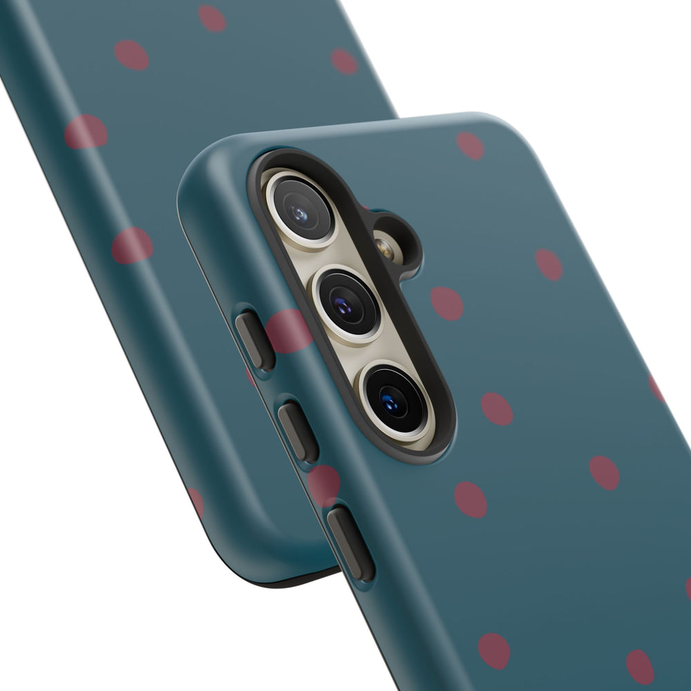 Teal & Burgundy Polka Dot Tough Phone Case