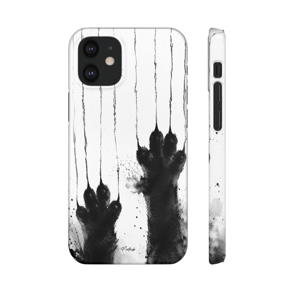 Black Ink Paw Print Snap Case