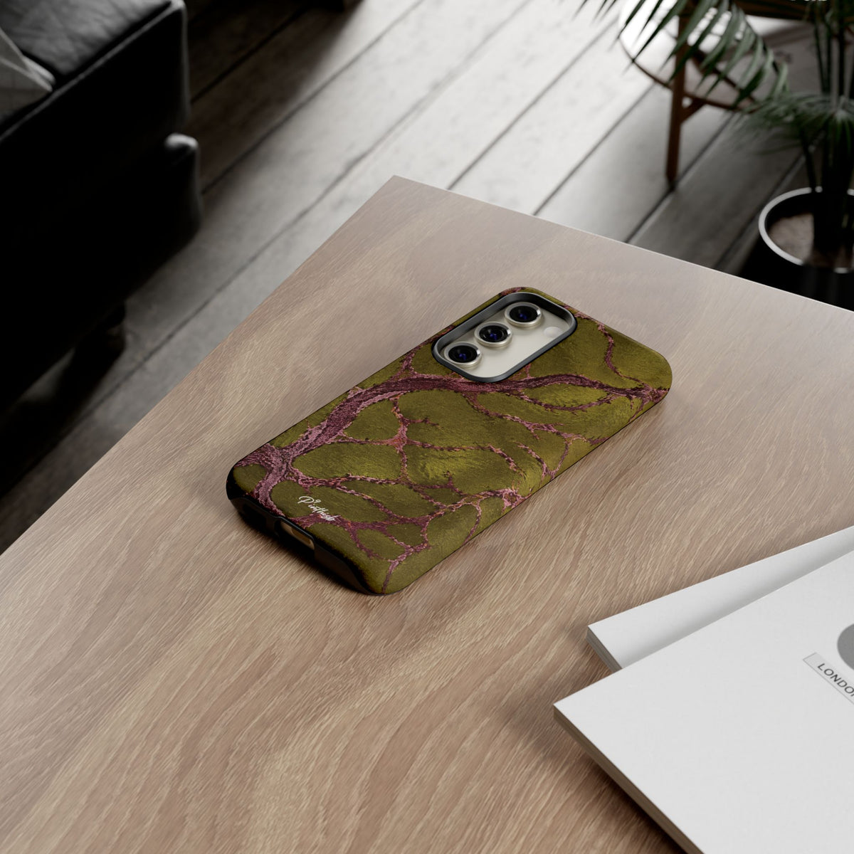 Olive & Rose Gold Tree Pattern Phone Case