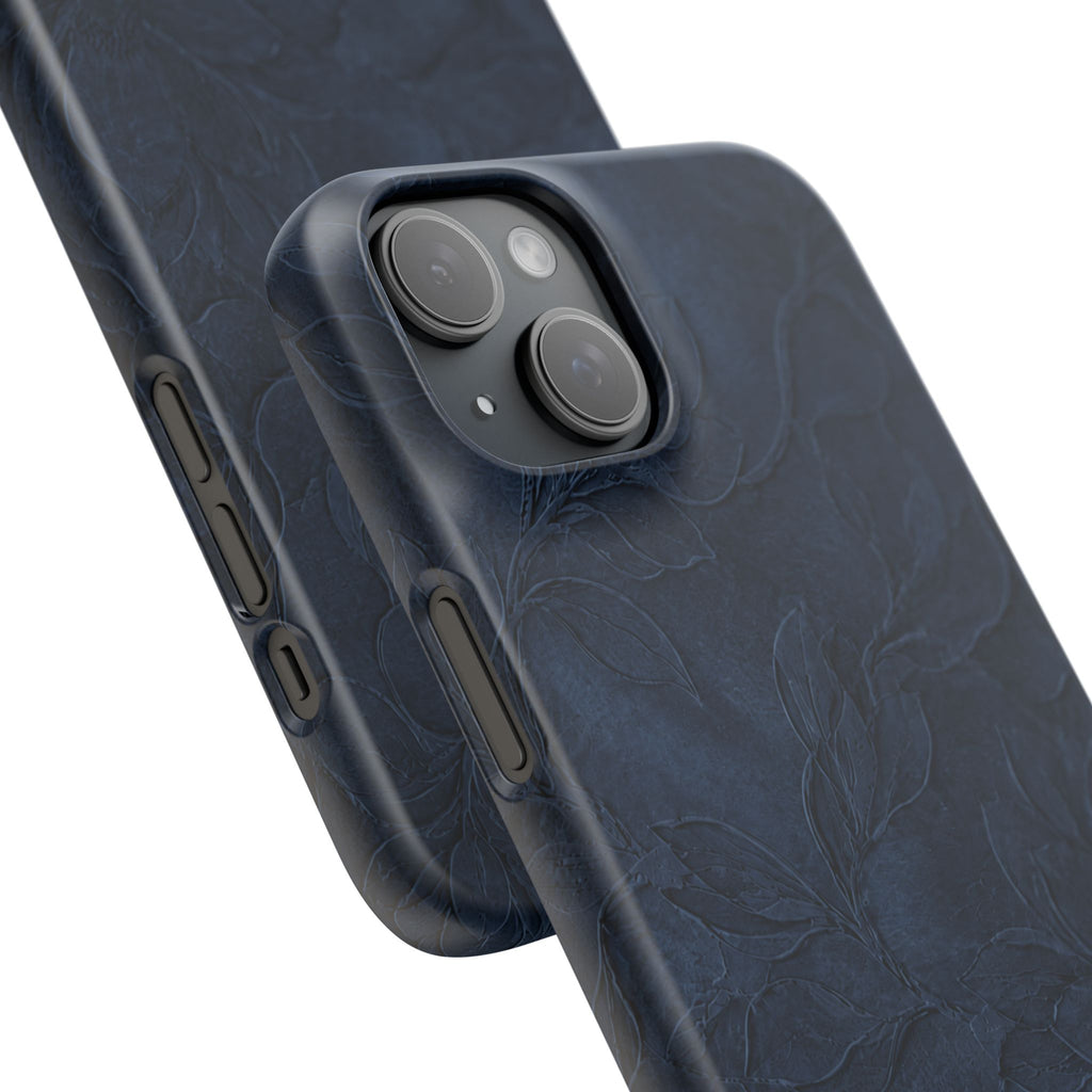 Navy Floral Textured Snap Case