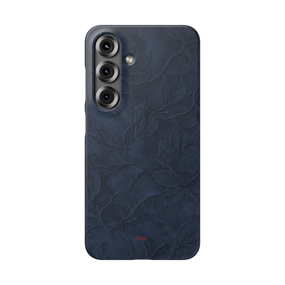 Navy Floral Textured Snap Case