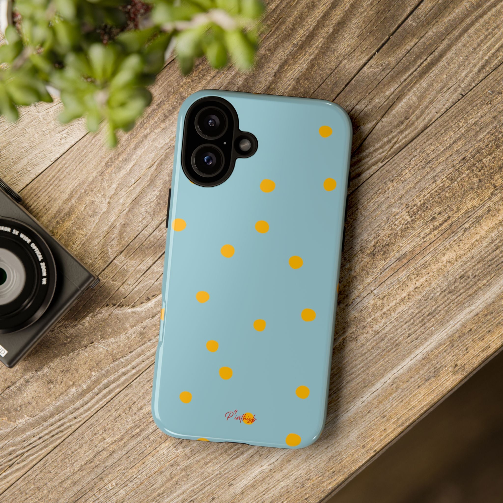 Blue & Yellow Polka Dot Tough Phone Case