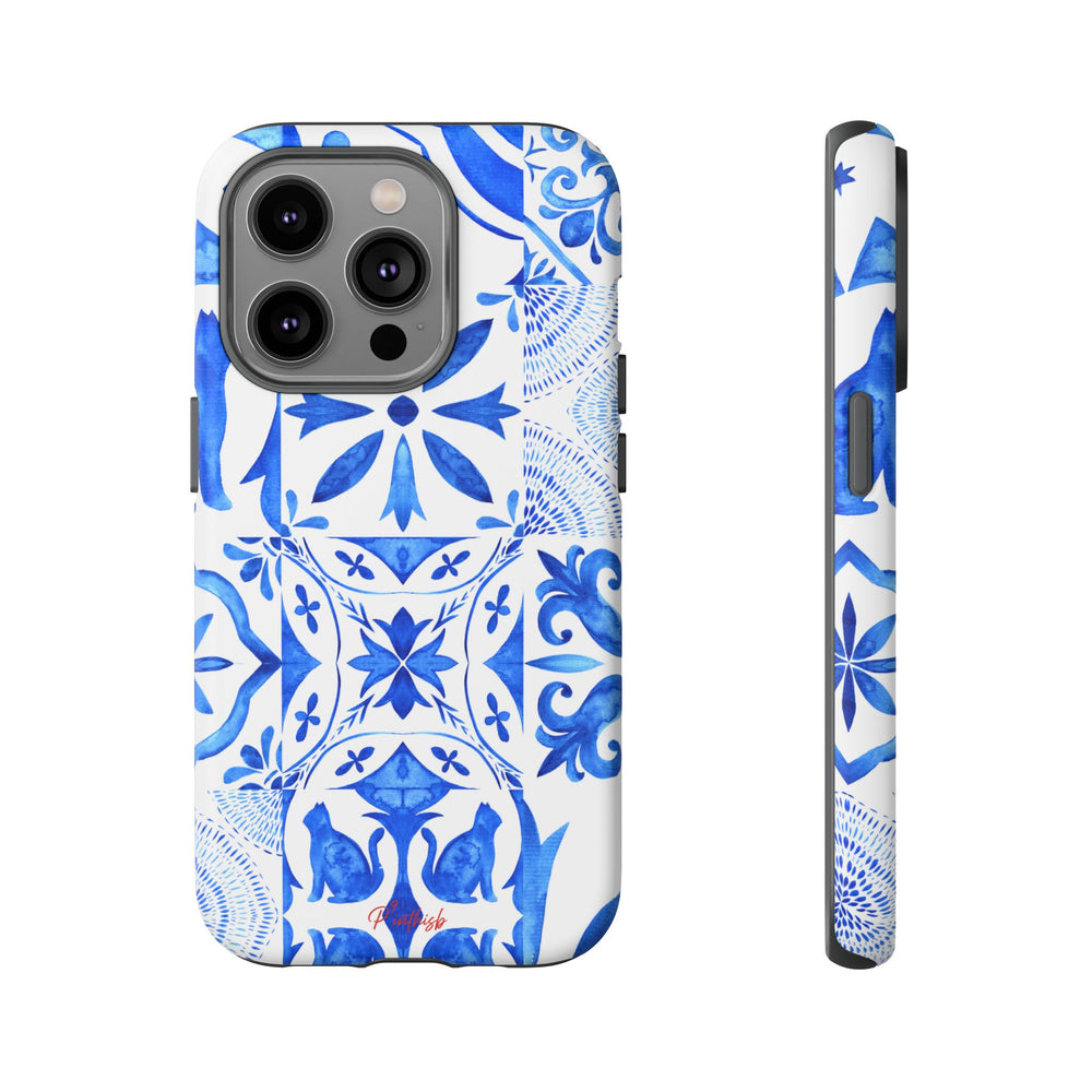 Blue Tile Pattern Tough Phone Case