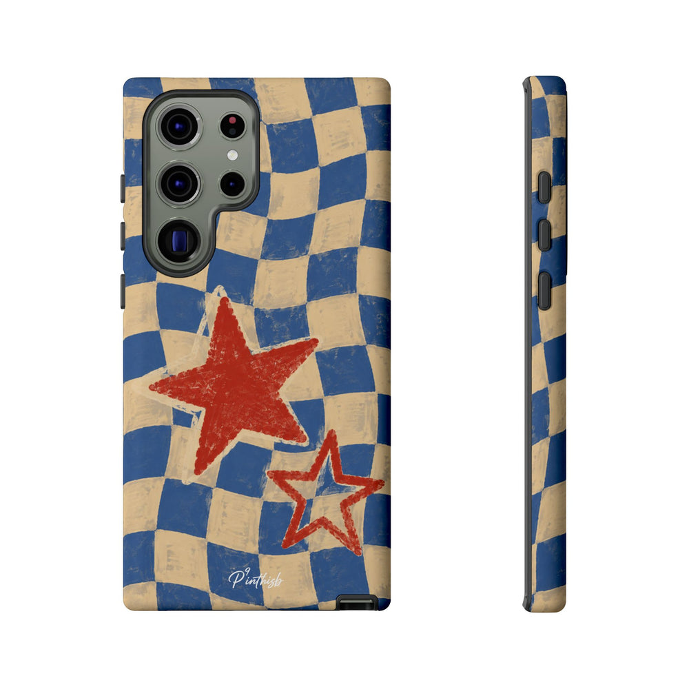 Blue & Cream Retro Star Phone Case