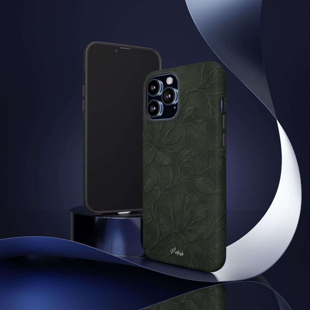 Dark Olive Floral Texture Tough Case