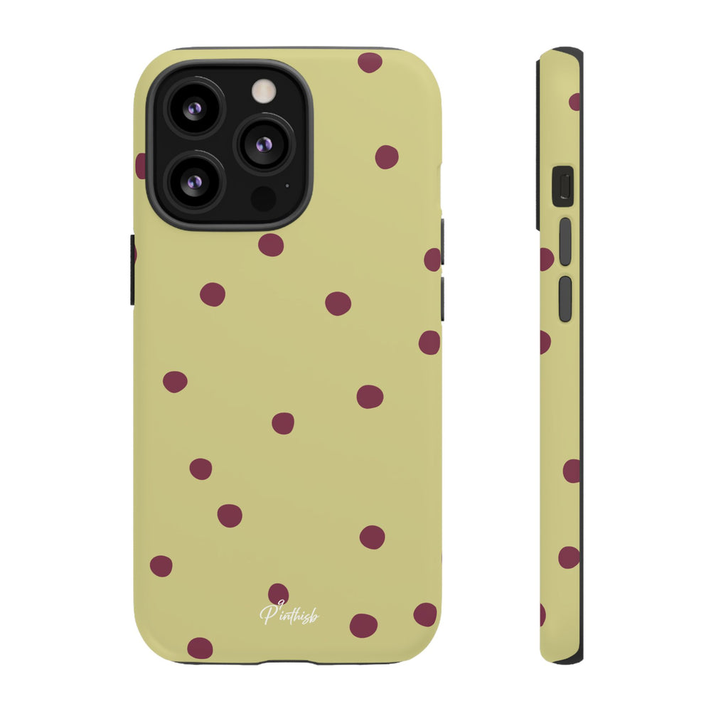 Yellow & Burgundy Polka Dot Tough Phone Case