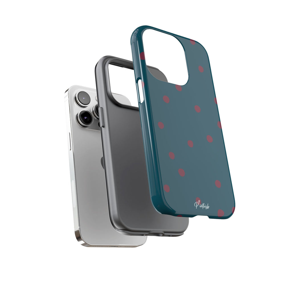 Teal & Burgundy Polka Dot Tough Phone Case