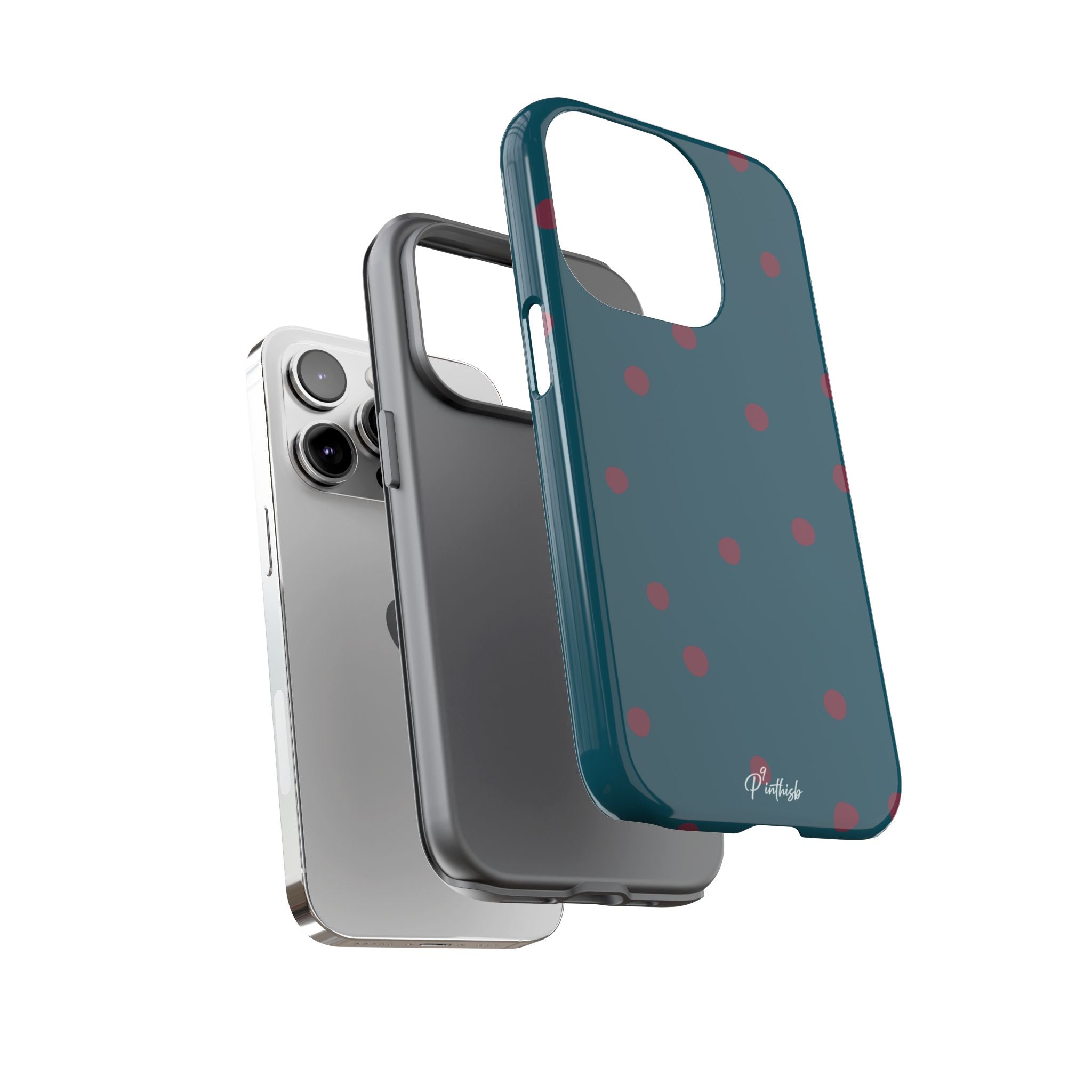 Teal & Burgundy Polka Dot Tough Phone Case