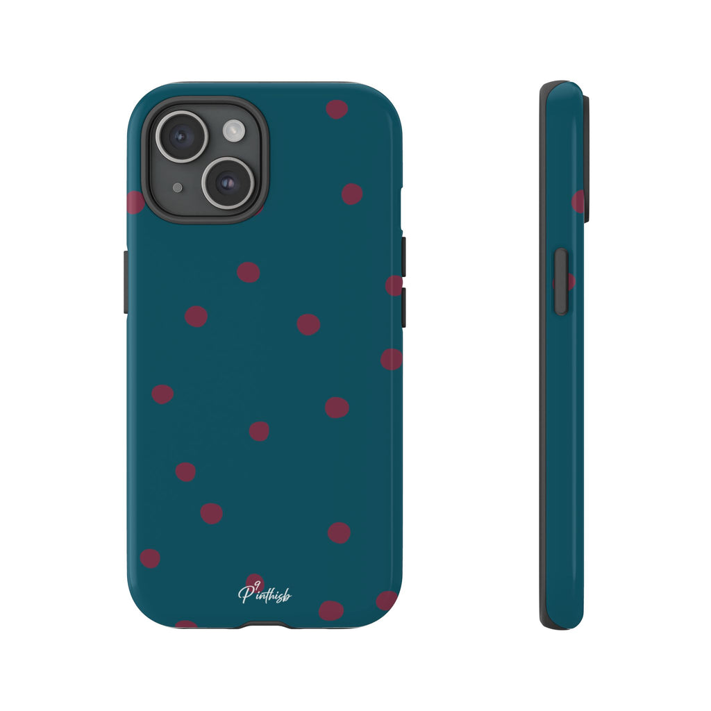 Teal & Burgundy Polka Dot Tough Phone Case