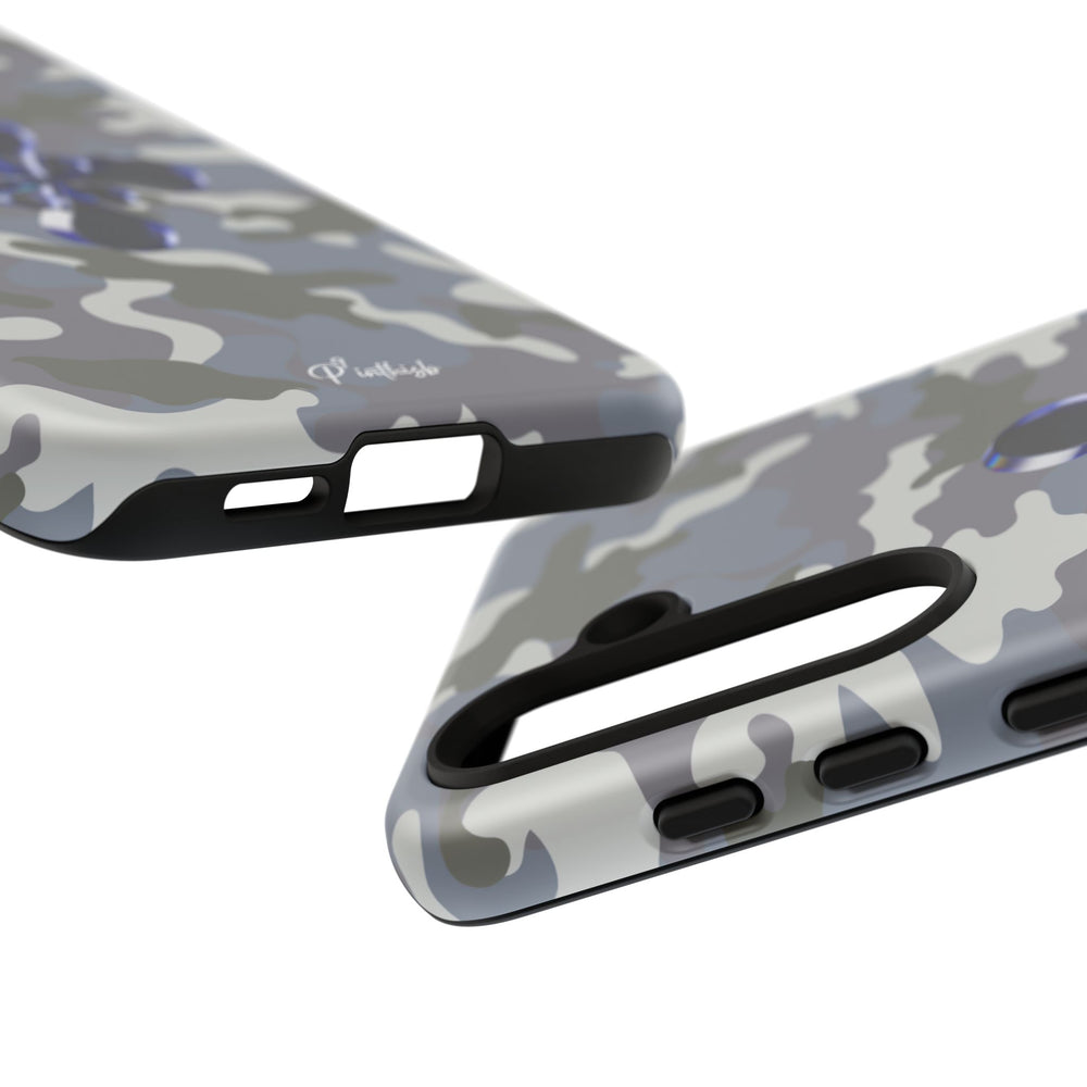 Camouflage with Blue Metallic Clover Tough Case