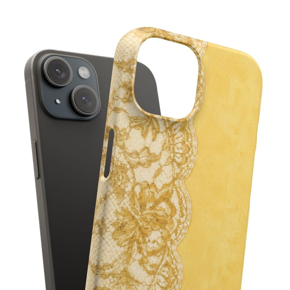 Yellow Vintage Lace Snap Case