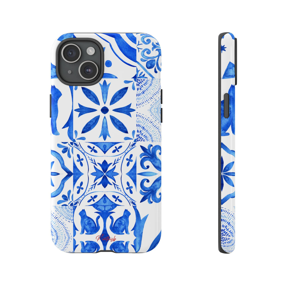 Blue Tile Pattern Tough Phone Case