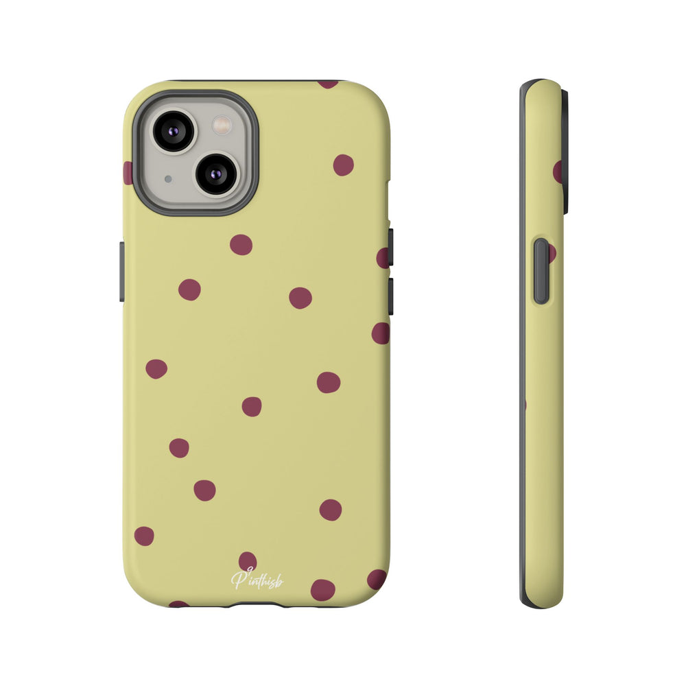 Yellow & Burgundy Polka Dot Tough Phone Case