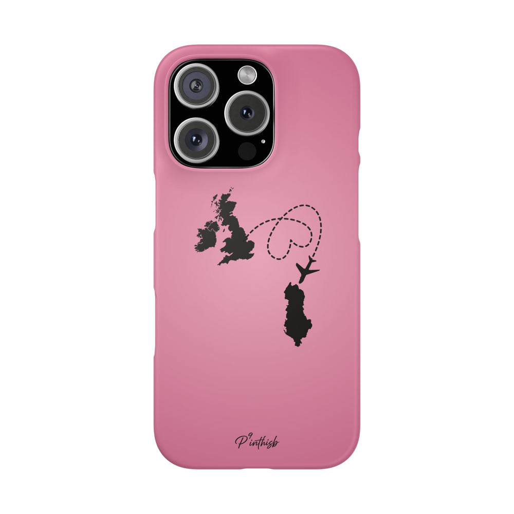UK to Albania Pink Snap Phone Case
