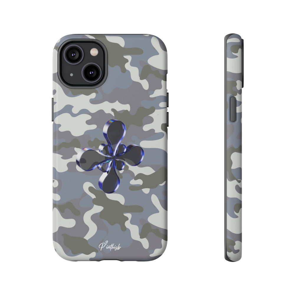 Camouflage with Blue Metallic Clover Tough Case