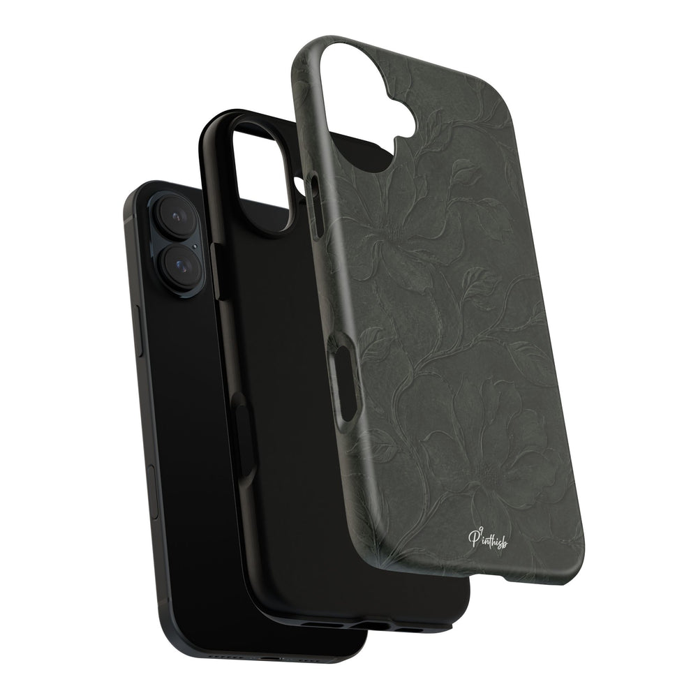 Dark Olive Floral Texture Tough Case
