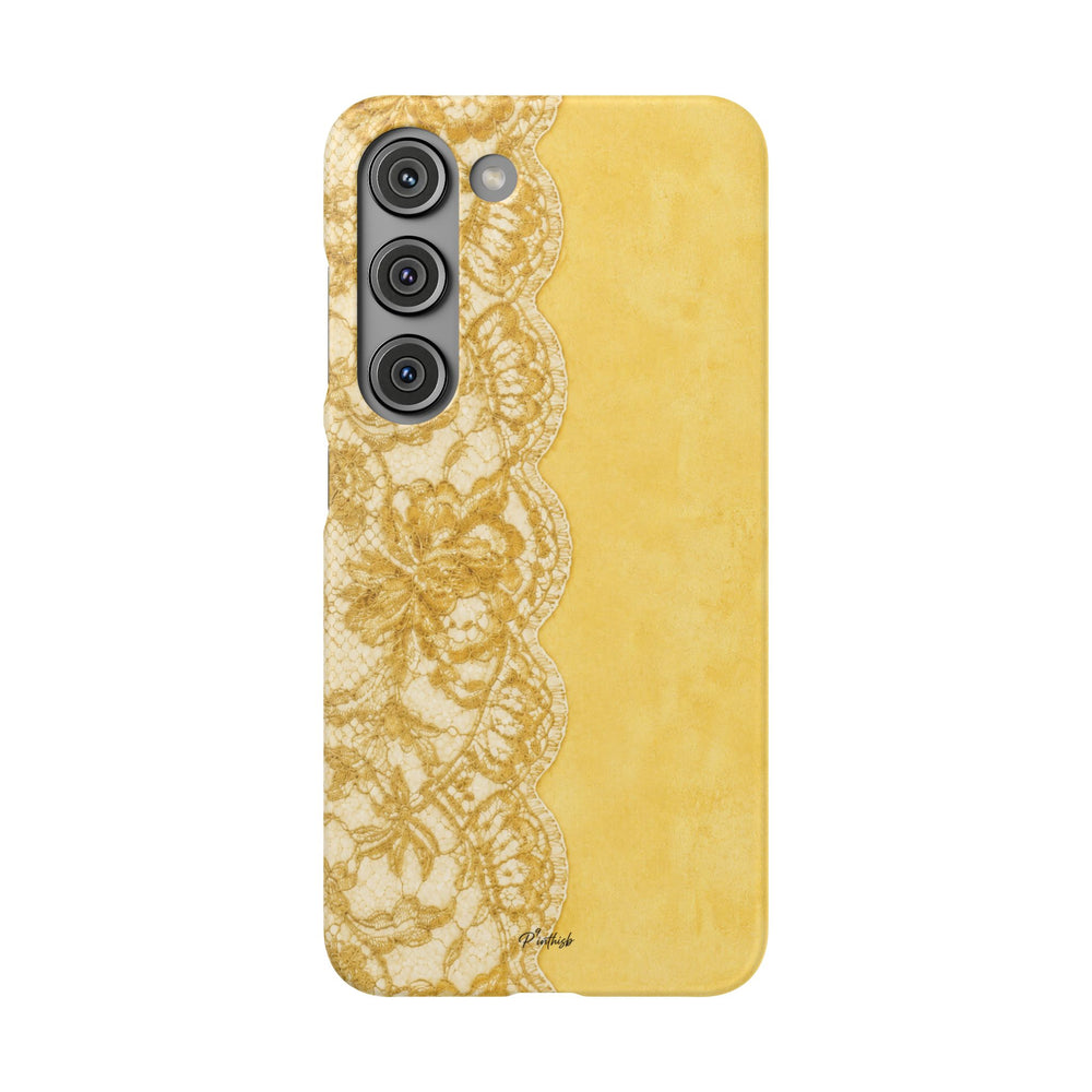 Yellow Vintage Lace Snap Case