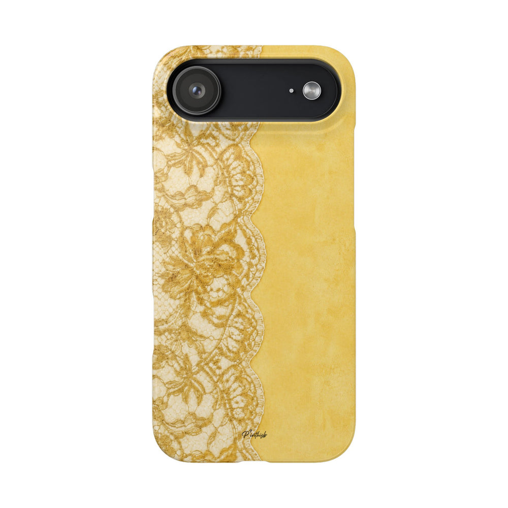 Yellow Vintage Lace Snap Case