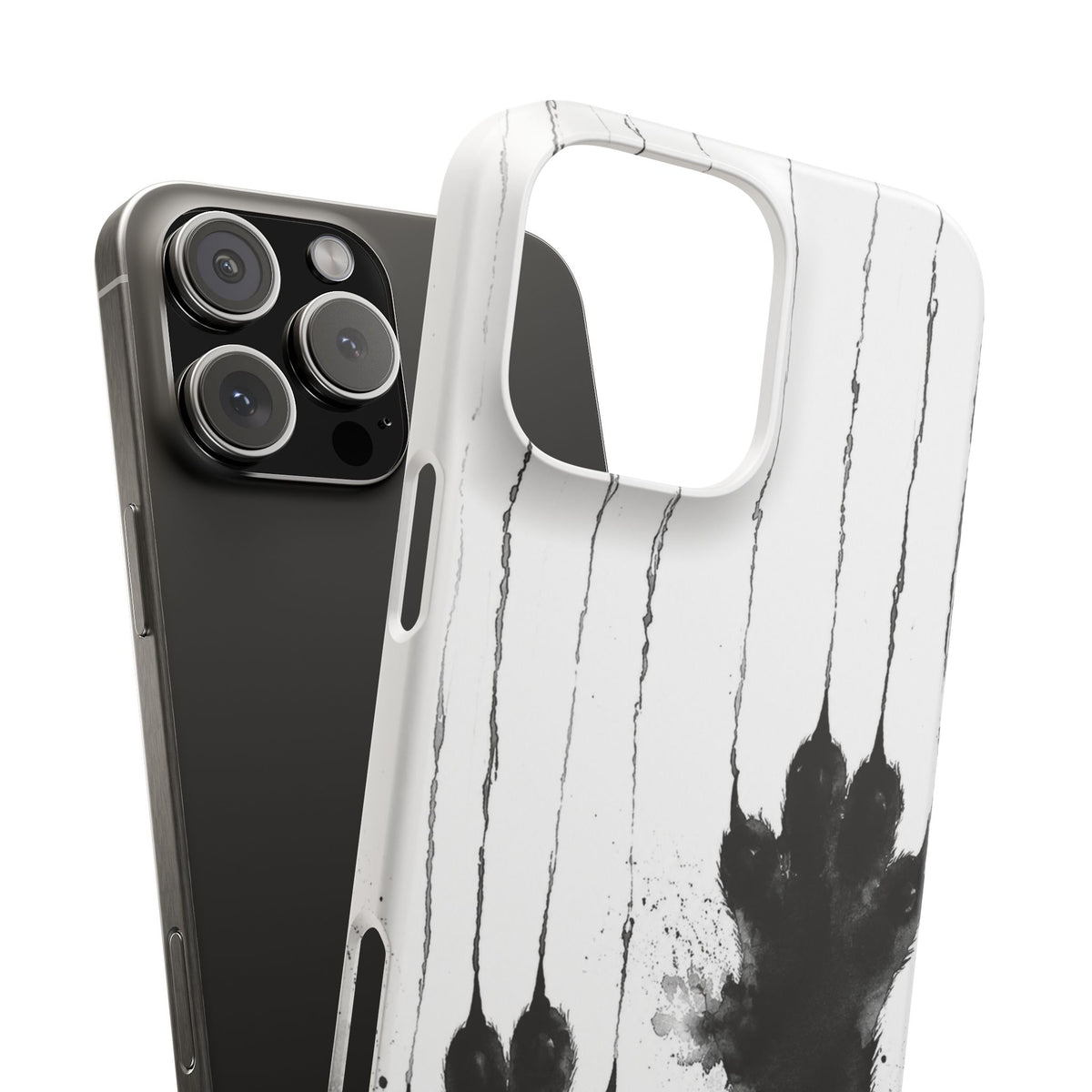 Black Ink Paw Print Snap Case
