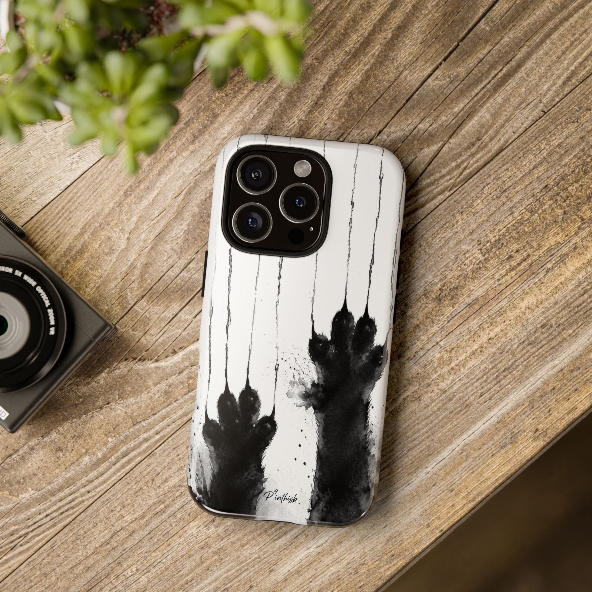 Black Ink Paw Print Tough Case
