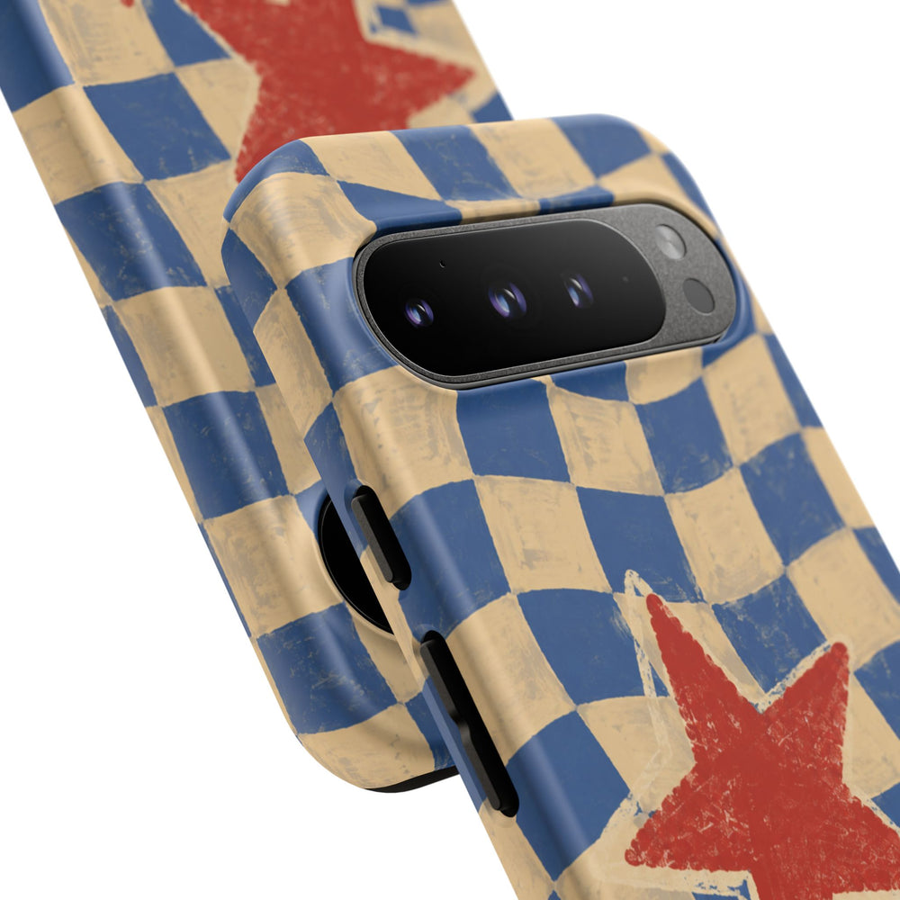 Blue & Cream Retro Star Phone Case