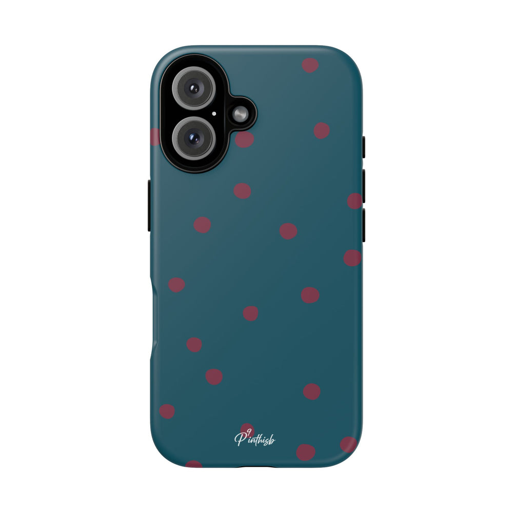 Teal & Burgundy Polka Dot Tough Phone Case