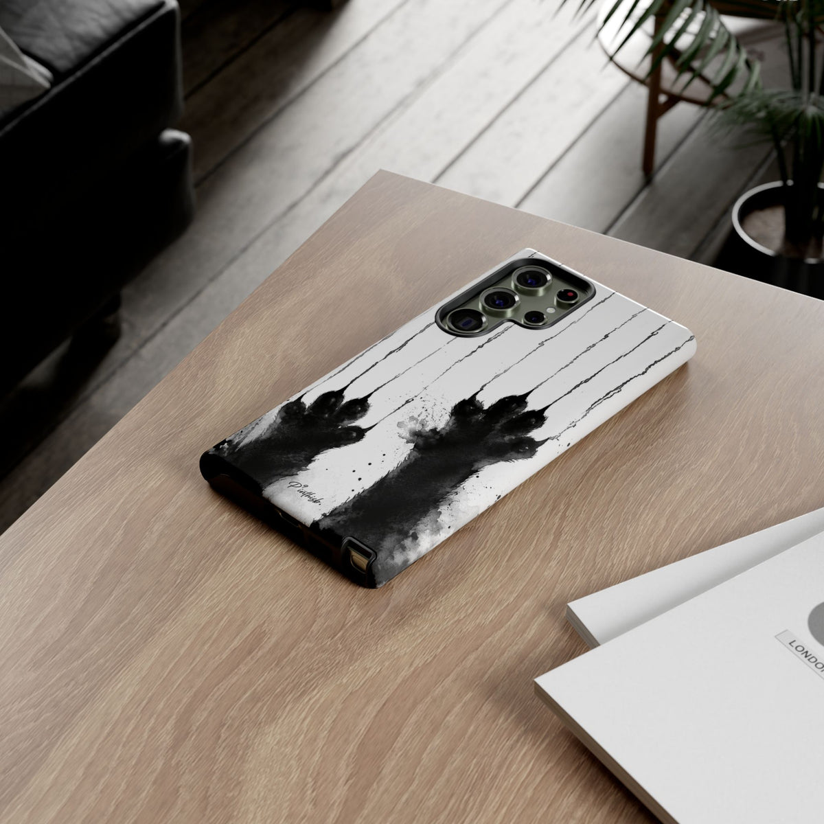 Black Ink Paw Print Tough Case