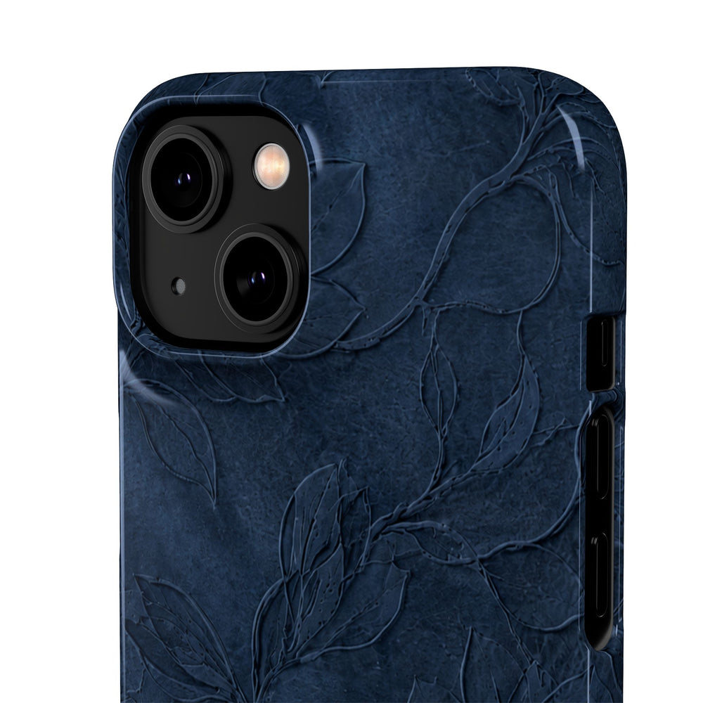 Navy Floral Textured Snap Case
