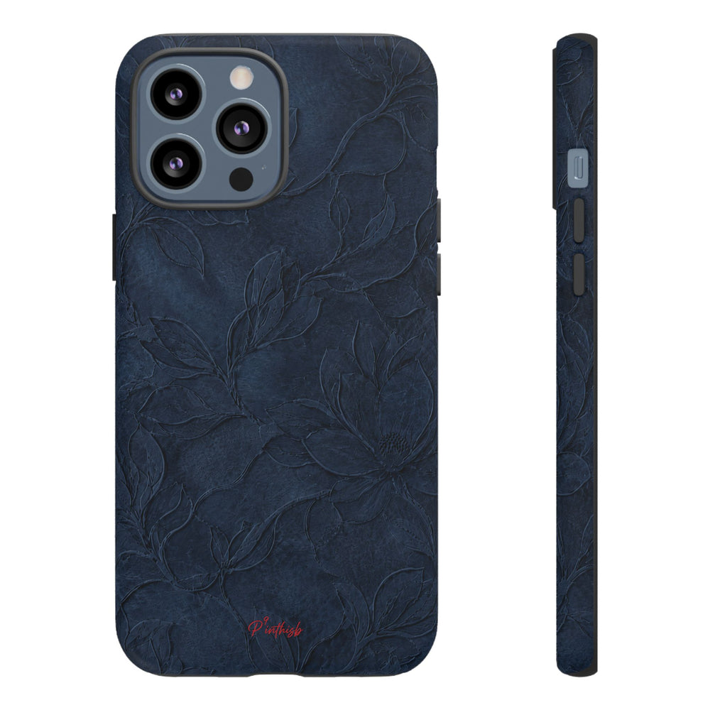 Navy Floral Textured Tough Case