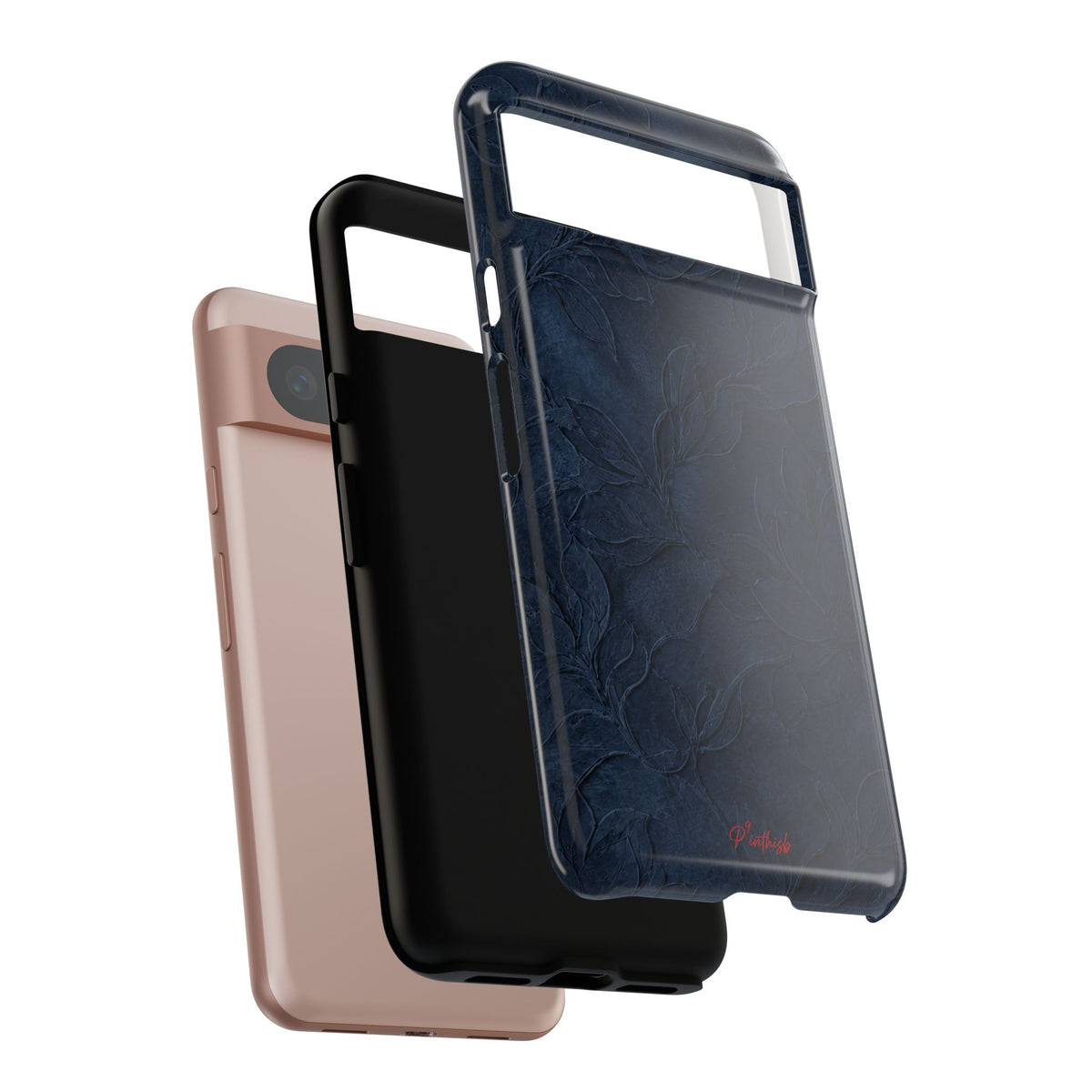 Navy Floral Textured Tough Case