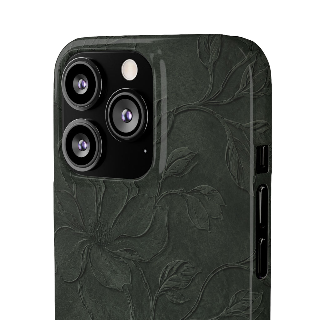 Dark Olive Floral Texture Snap Case
