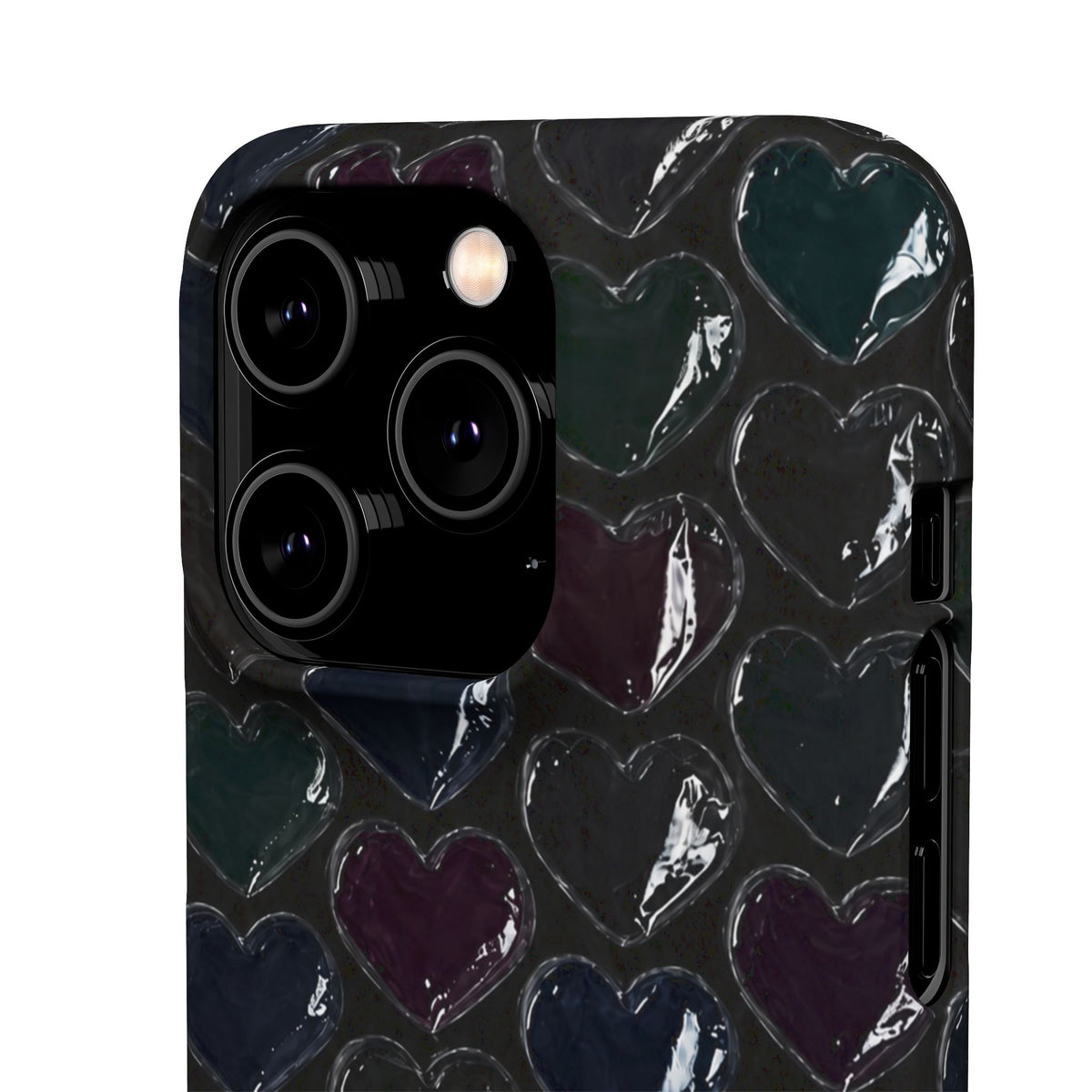 Black Pop Hearts Snap Case