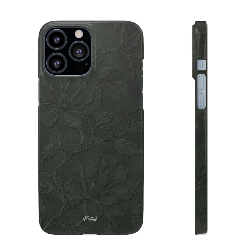 Dark Olive Floral Texture Snap Case