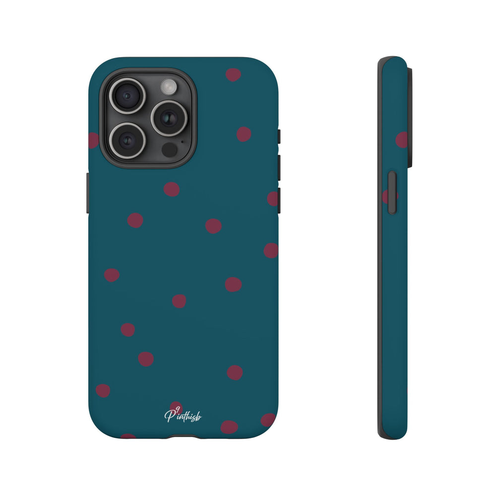 Teal & Burgundy Polka Dot Tough Phone Case